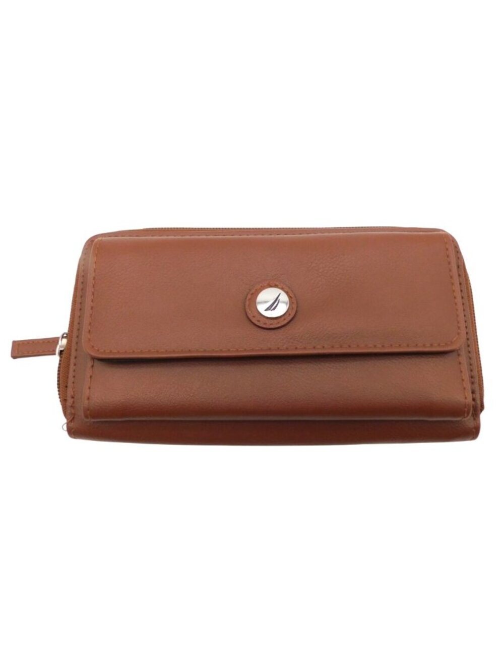 Nautica RFID Brown Wallet With Zipper Closure & Multiple Compartments